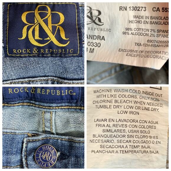 Rock & Republic Medium Wash Kasandra Boot Cut Mid Rise Jeans Women's Size 14 - Picture 10 of 12